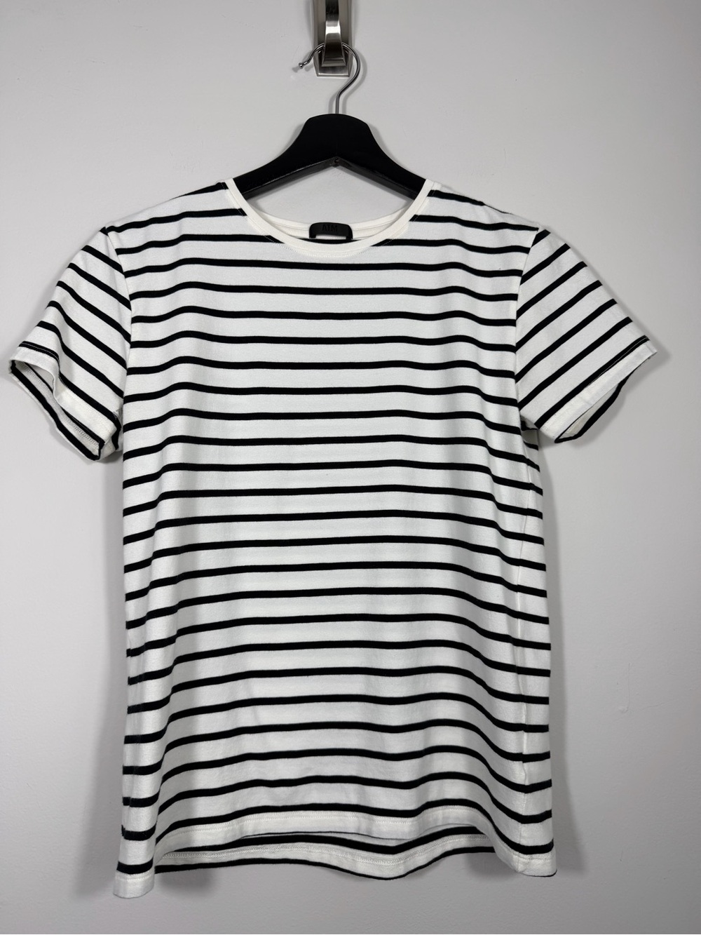 ATM Anthony Thomas Melillo Black White Stripe Pima Cotton Tee Large
